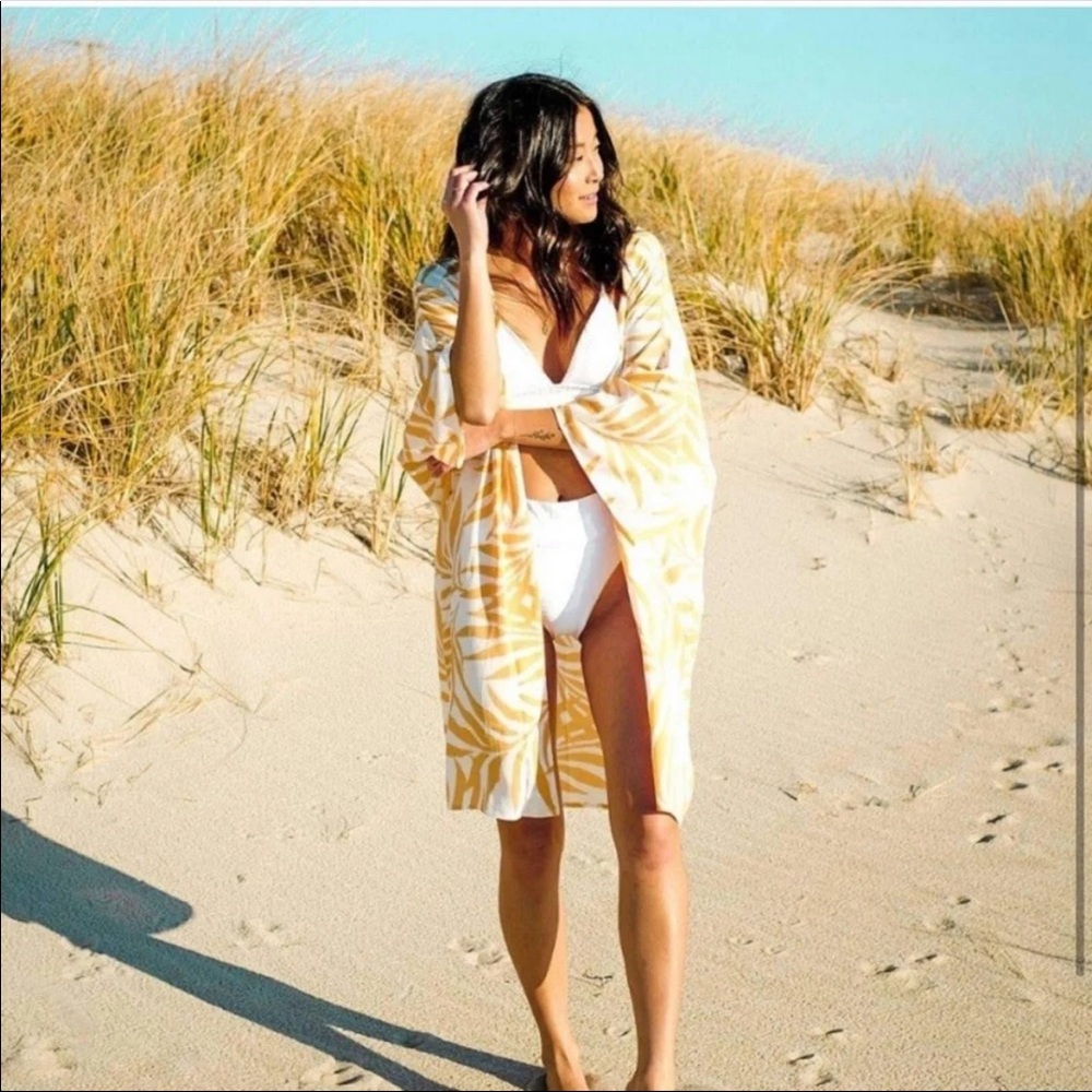 Maison Du Soir M/L Magnolia Kimono Robe Palm Print - image 2